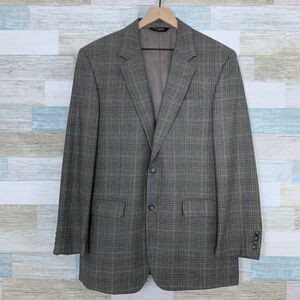 Jos A Bank Wool Sport Coat Jacket Gray Two Button Prince Of Wales Check Mens 43L